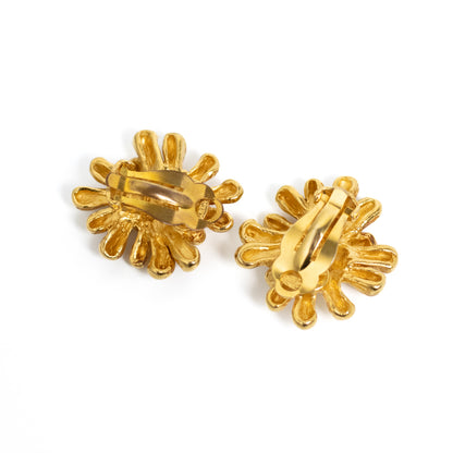 Christian Lacroix Golden Anemone Clip-on Earrings