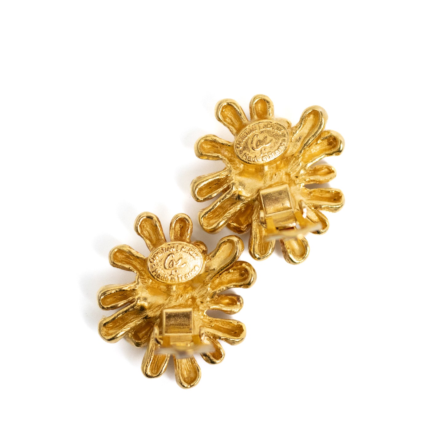 Christian Lacroix Golden Anemone Clip-on Earrings