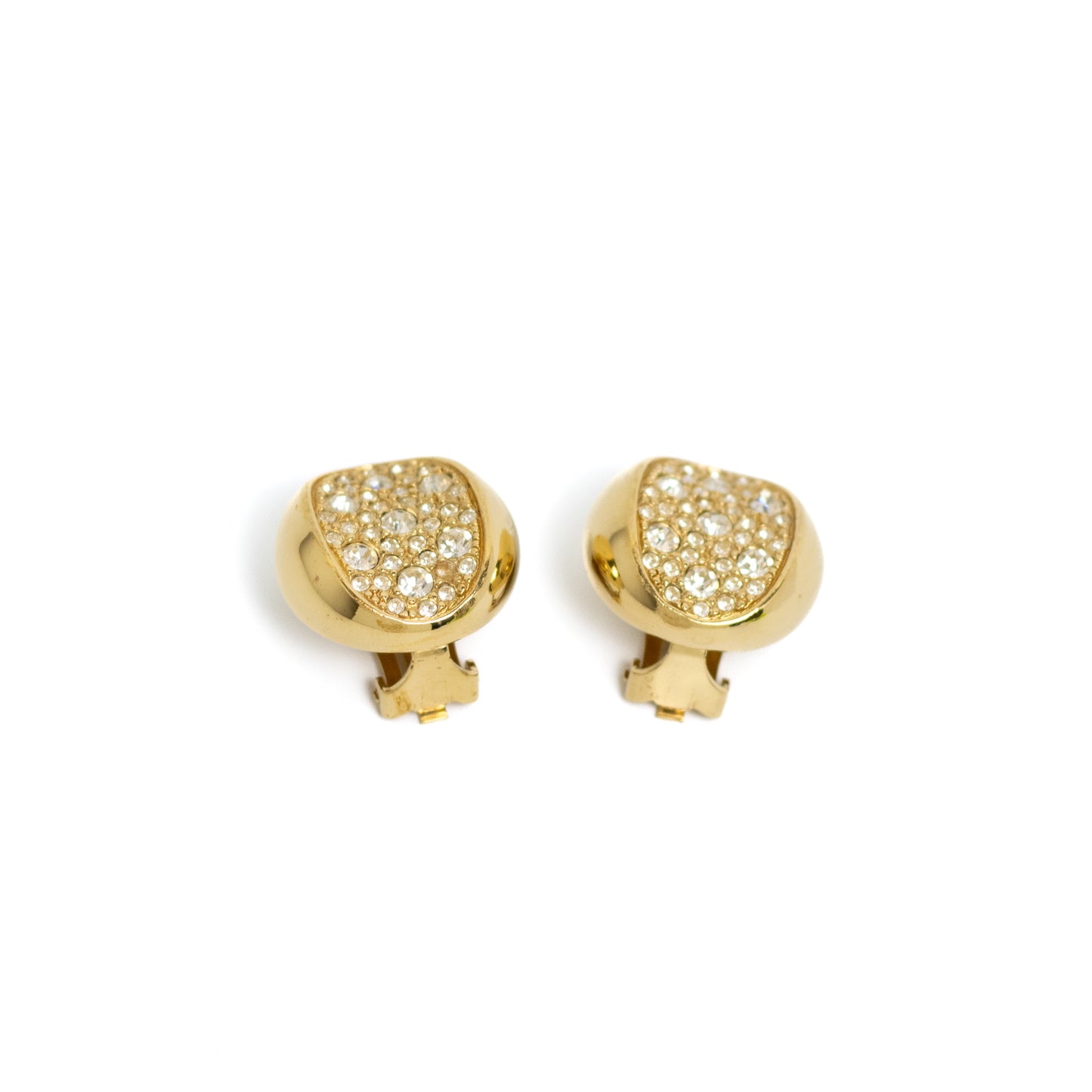 Dior Gold-Tone Clip-on Earrings with Clear Crystals