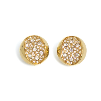 Dior Gold-Tone Clip-on Earrings with Clear Crystals