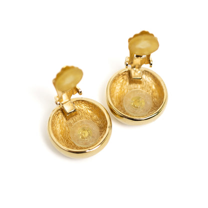 Dior Gold-Tone Clip-on Earrings with Clear Crystals