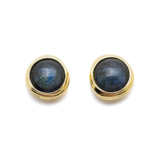 Christian Dior Germany Blue Glass Clip On Earrings in Gold Tone