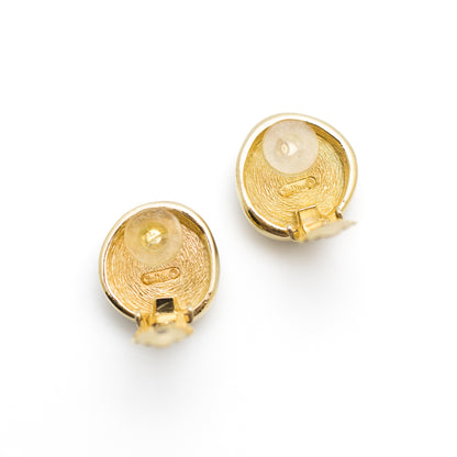 Christian Dior Germany Blue Glass Clip On Earrings in Gold Tone