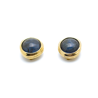 Christian Dior Germany Blue Glass Clip On Earrings in Gold Tone
