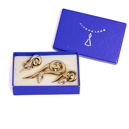 Pierre Lang Golden Snake-Shaped Clip-on Earrings