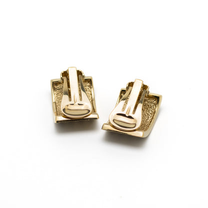 Pierre Lang Black Enamel Stripe Vintage Clip-On Earrings