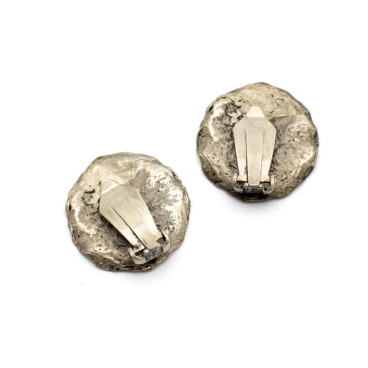Boucles d'oreilles à clip brutalistes vintage en argent de Theodor Fahrner