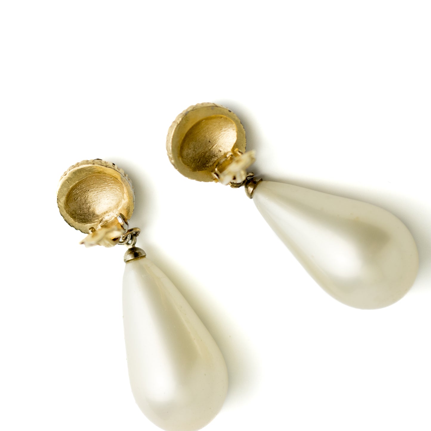Les Bernard Vintage Dangle Clip-On Earrings with Faux Pearl