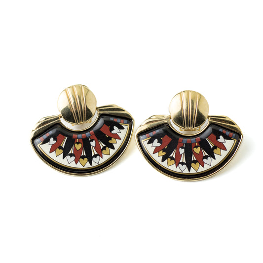 Michaela Frey Team Freywille Vintage Enamel Clip-On Earrings with Heart Motif