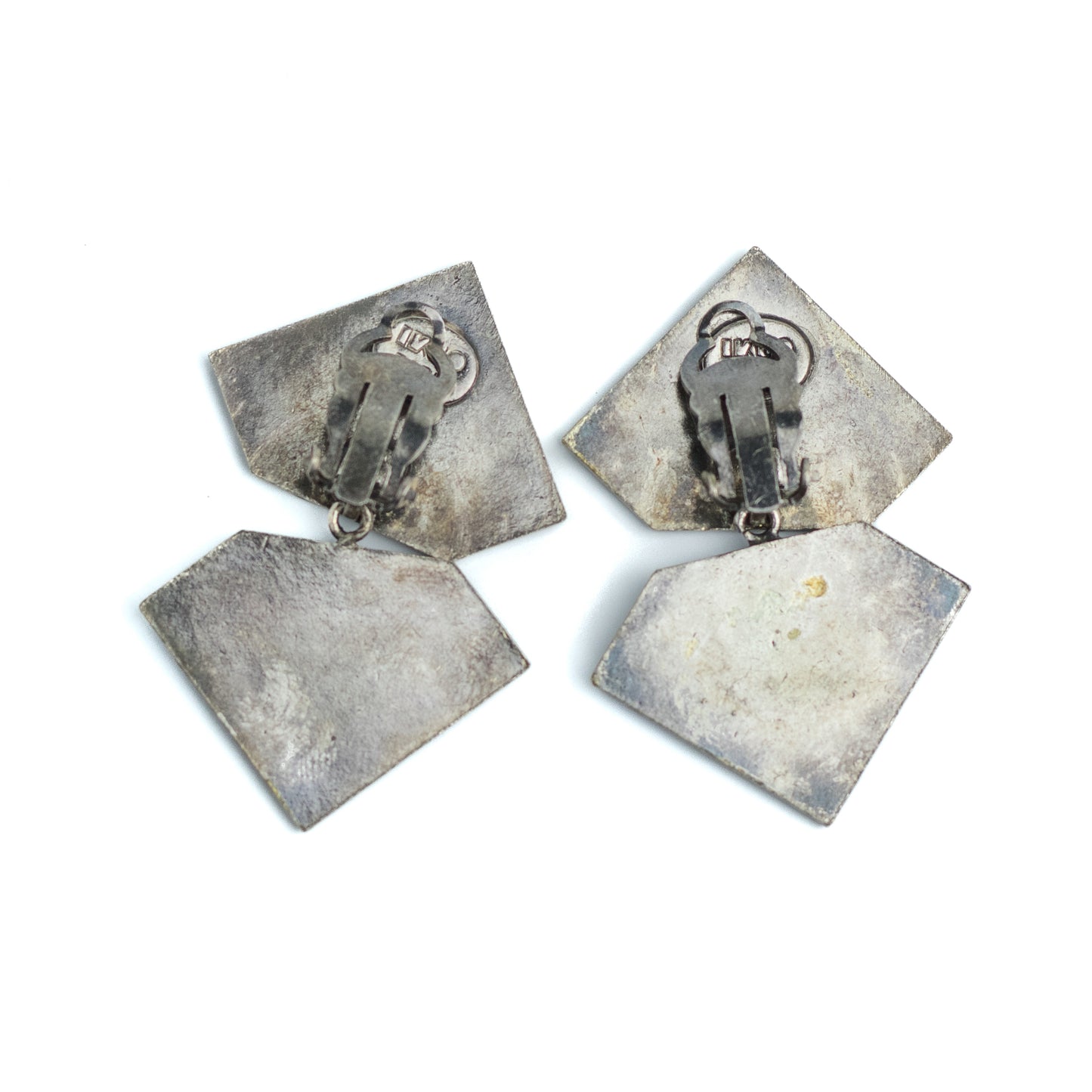 IKUO Paris Vintage Geometric Clip On Dangle Earrings