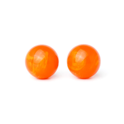 Bakelite Marbled Orange Vintage Clip-On Earrings, 1950s–1960s