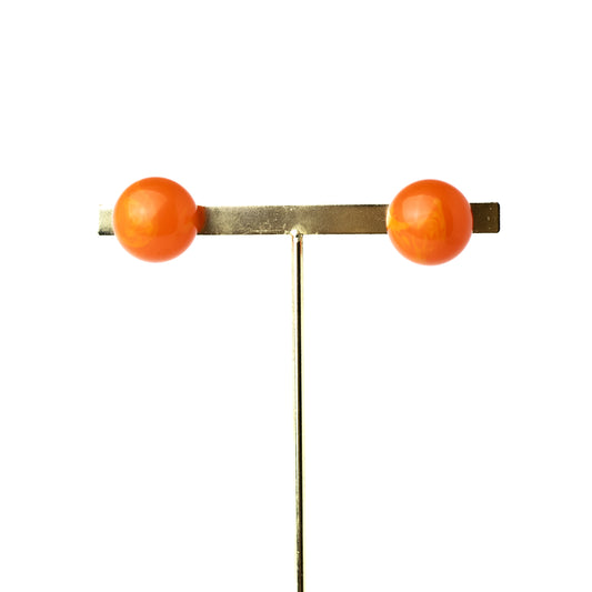 Bakelite Marbled Orange Vintage Clip-On Earrings, 1950s–1960s