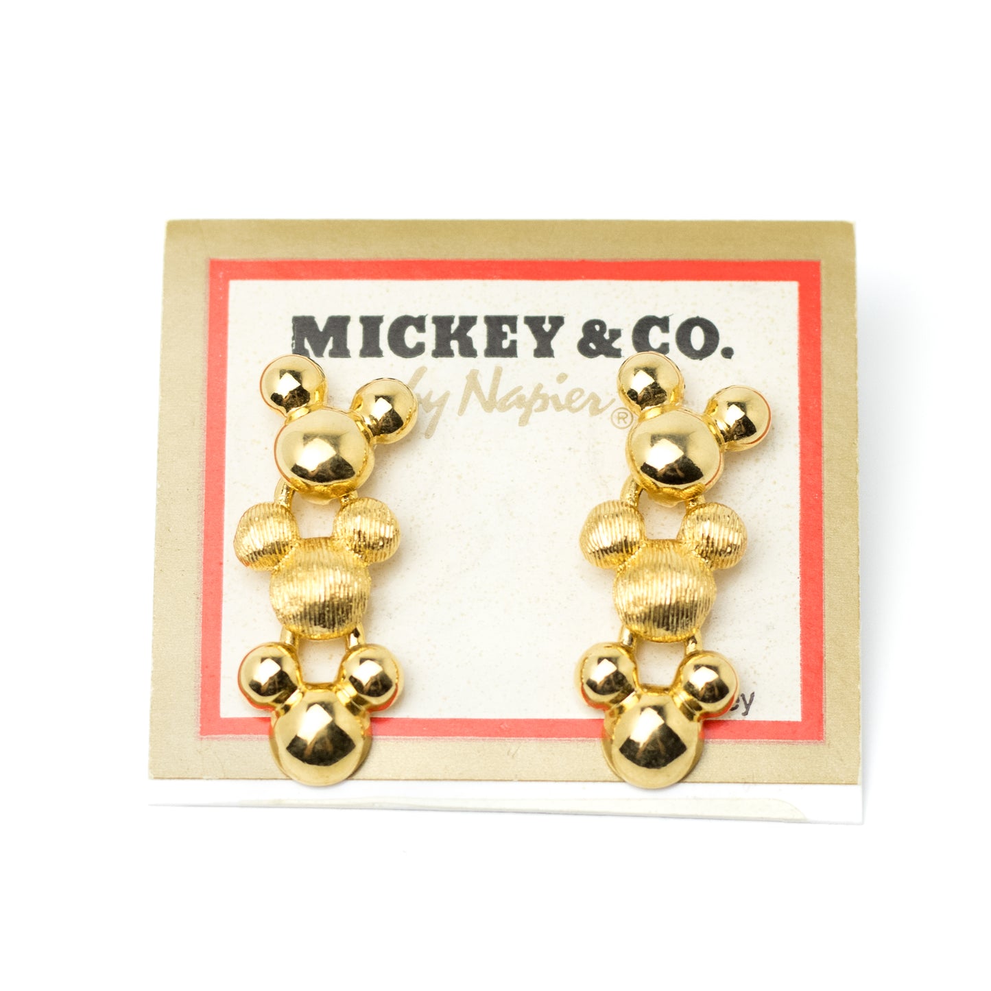 Disney Mickey & Co by Napier Gold-Tone Vintage Stud Earrings on Original Card