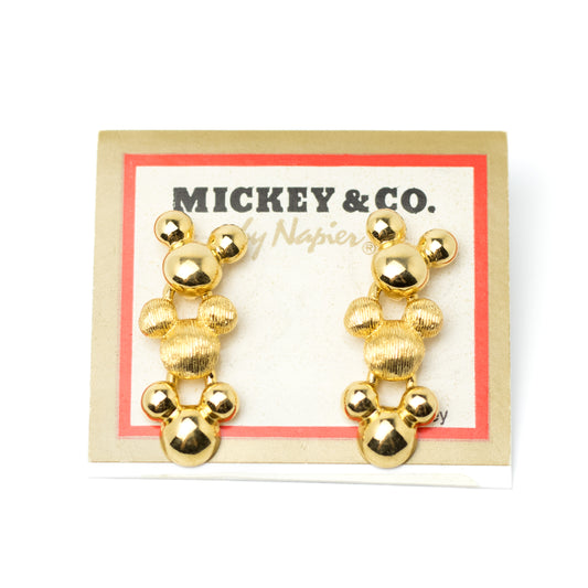 Disney Mickey & Co by Napier Gold-Tone Vintage Stud Earrings on Original Card