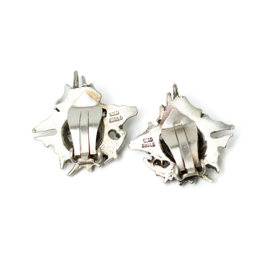 JUHLS Brutalist Sterling Silver Tundra Clip-On Earrings