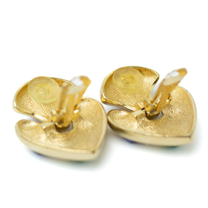 Henkel & Grosse Gold Tone Doorknocker Hearts Vintage Clip On Earrings