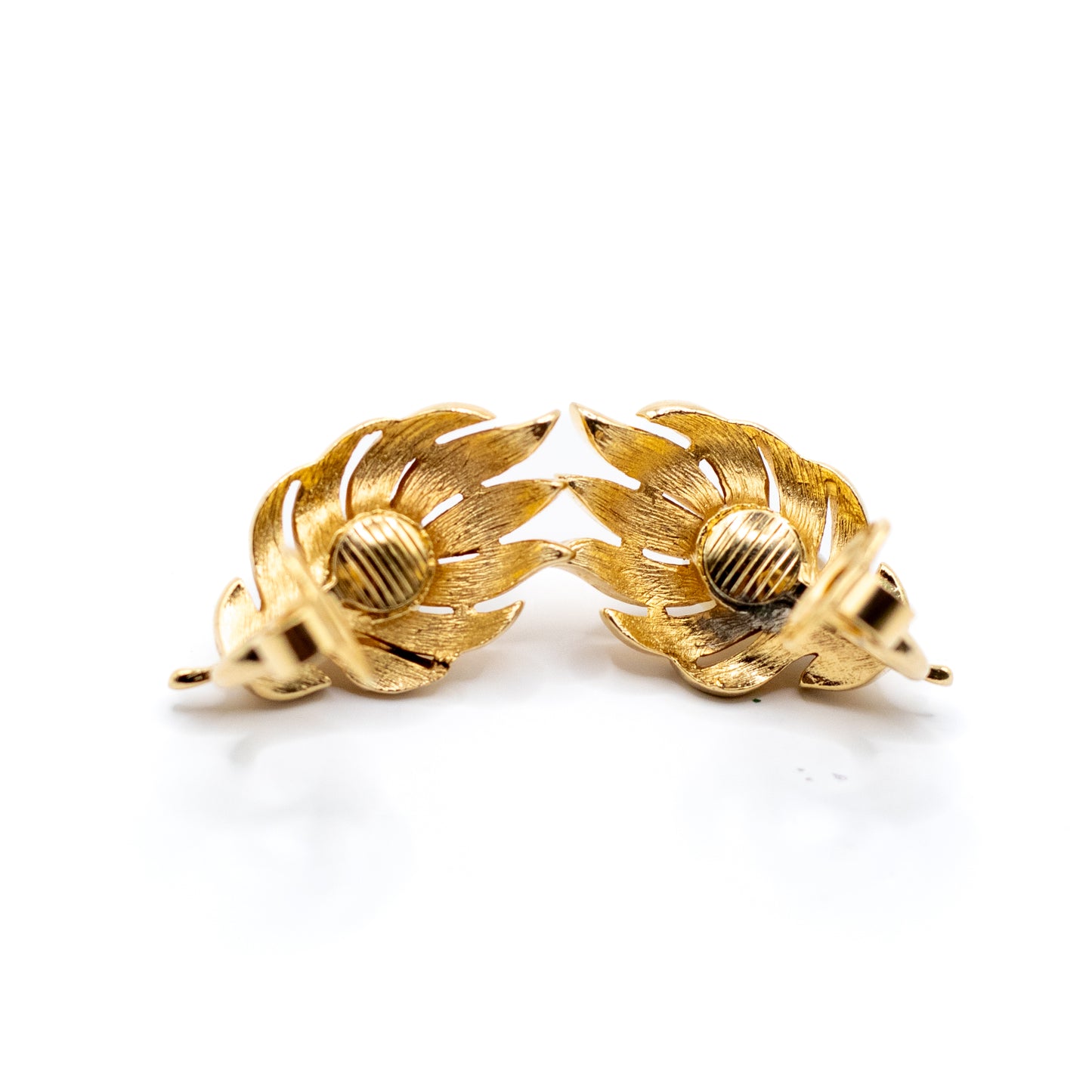 Crown Trifari Vintage 1960er Goldfarbene Perlen-Clip-Ohrringe
