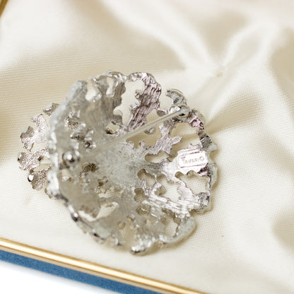 Crown Trifari Vintage Brooch & Clip On Earrings Set in Silver Tone