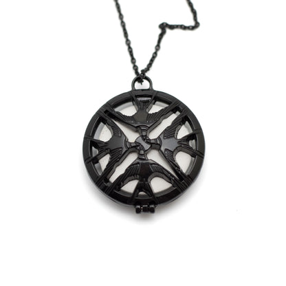 Lalique Hirondelles Perfume Diffuser Vintage Necklace with Black Swallows Pendant