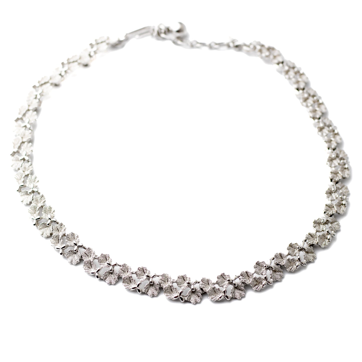 Crown Trifari Silver Leaves Vintage Necklace