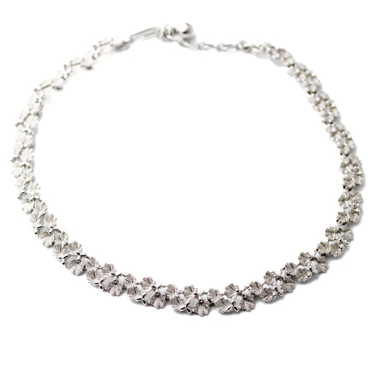 Crown Trifari Silver Leaves Vintage Necklace