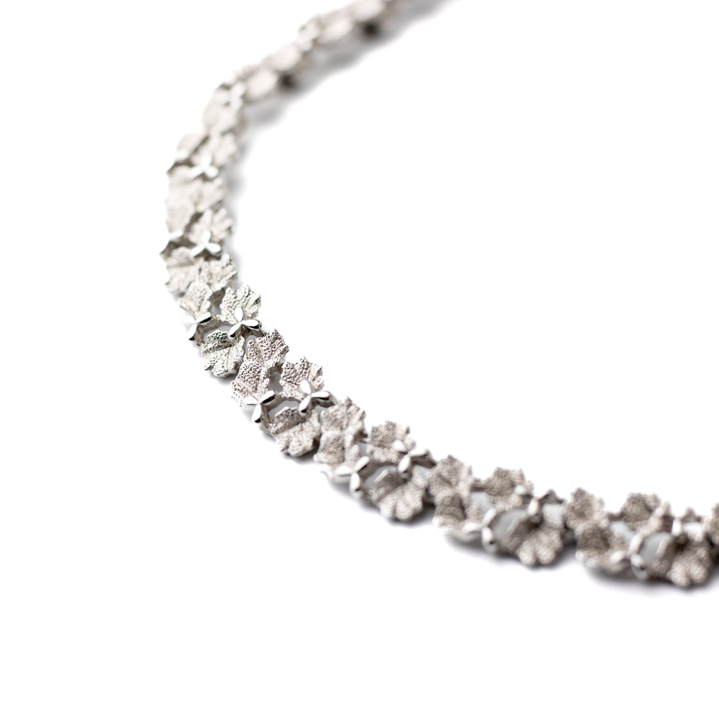 Crown Trifari Silver Leaves Vintage Necklace