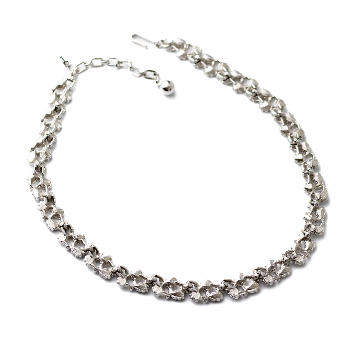 Crown Trifari Silver Leaves Vintage Necklace