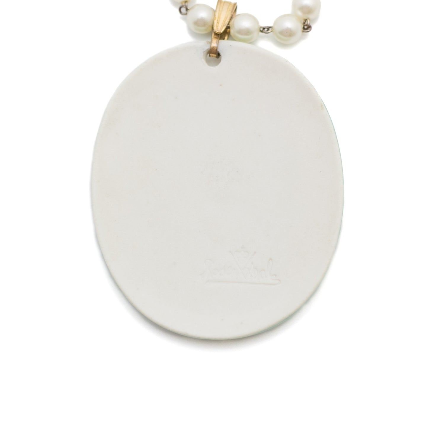Rosenthal Porcelain Vintage Pendant on Faux Pearl Strand
