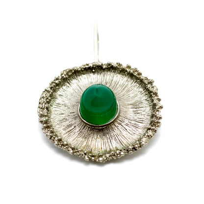 Theodor Fahrner Vintage Brutalist Silver Pendant with Chrysoprase