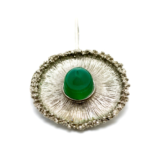Theodor Fahrner Vintage Brutalist Silver Pendant with Chrysoprase