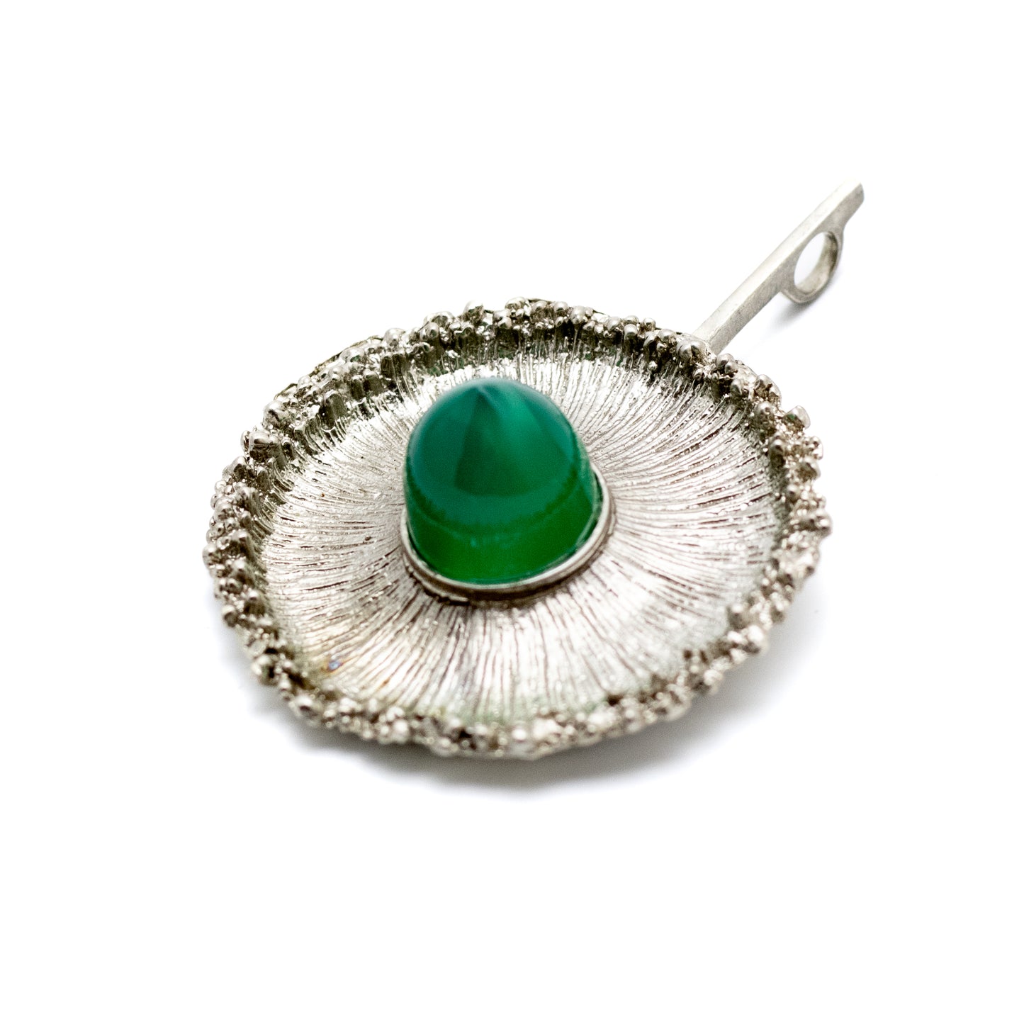 Theodor Fahrner Vintage Brutalist Silver Pendant with Chrysoprase