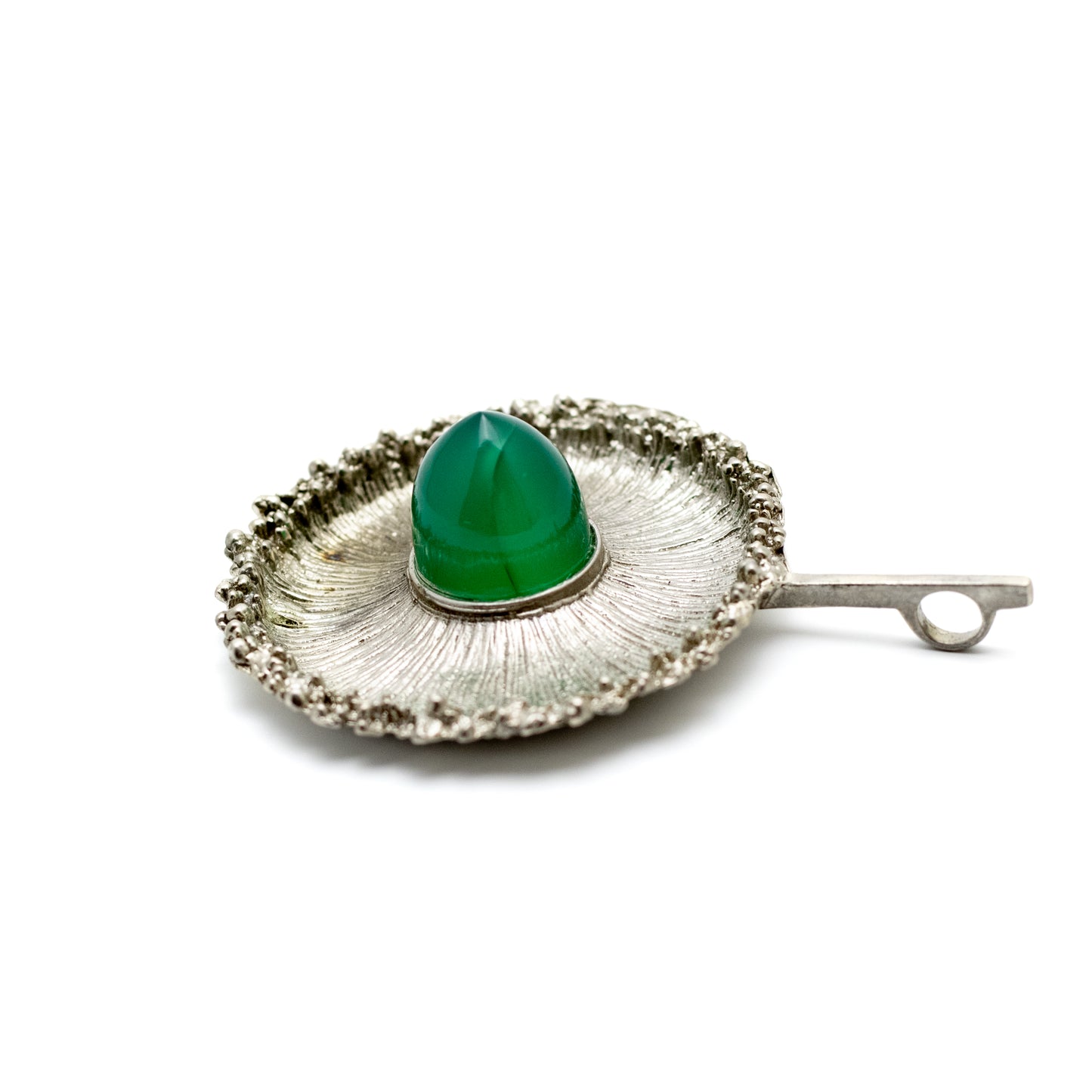 Theodor Fahrner Vintage Brutalist Silver Pendant with Chrysoprase