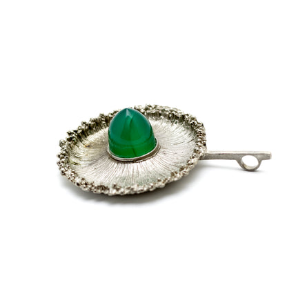 Theodor Fahrner Vintage Brutalist Silver Pendant with Chrysoprase
