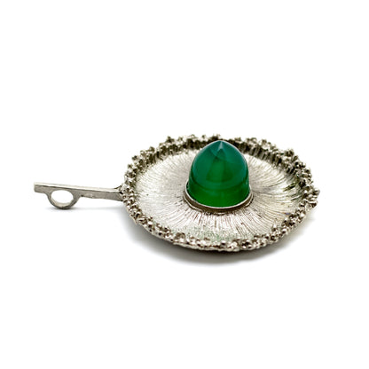 Theodor Fahrner Vintage Brutalist Silver Pendant with Chrysoprase