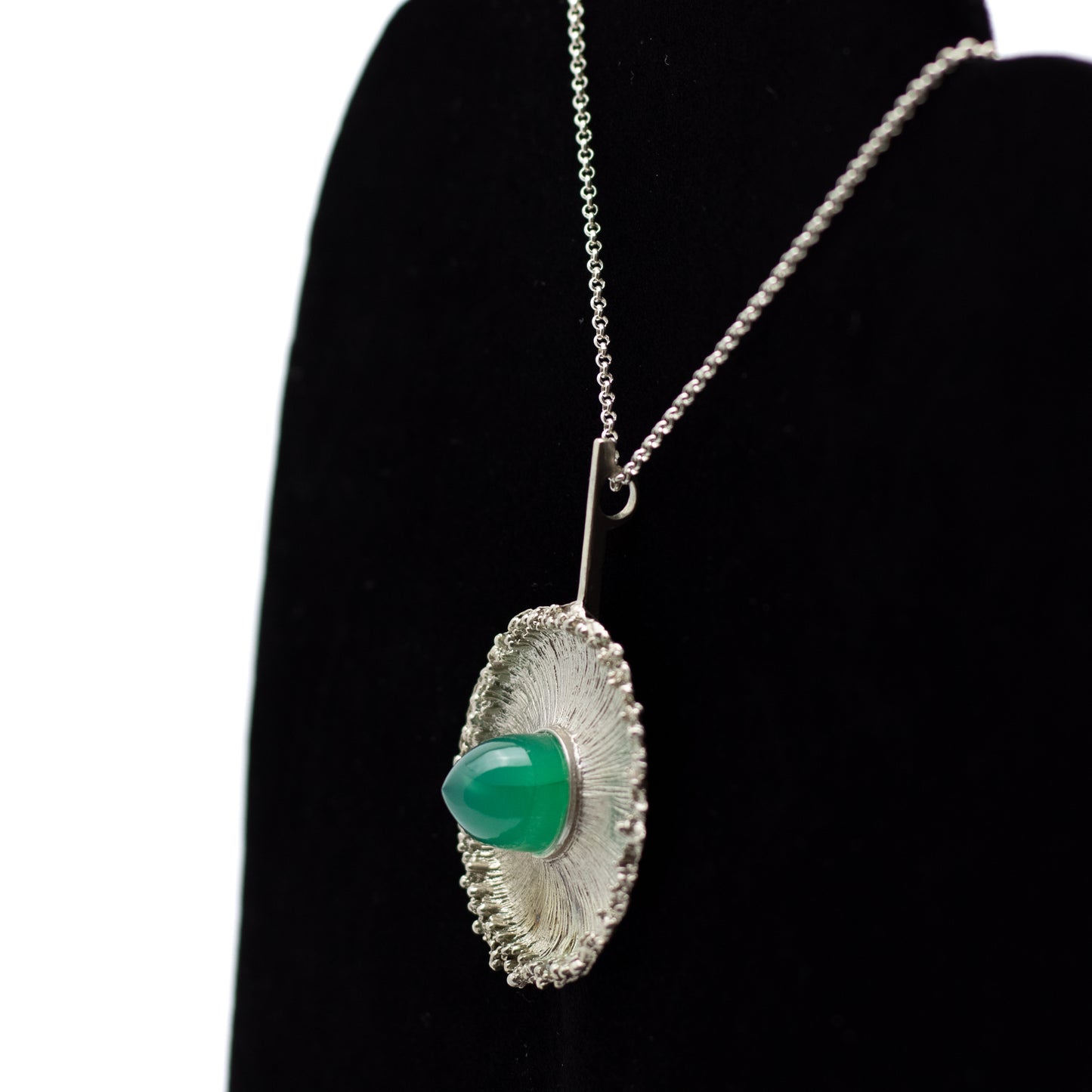 Theodor Fahrner Vintage Brutalist Silver Pendant with Chrysoprase