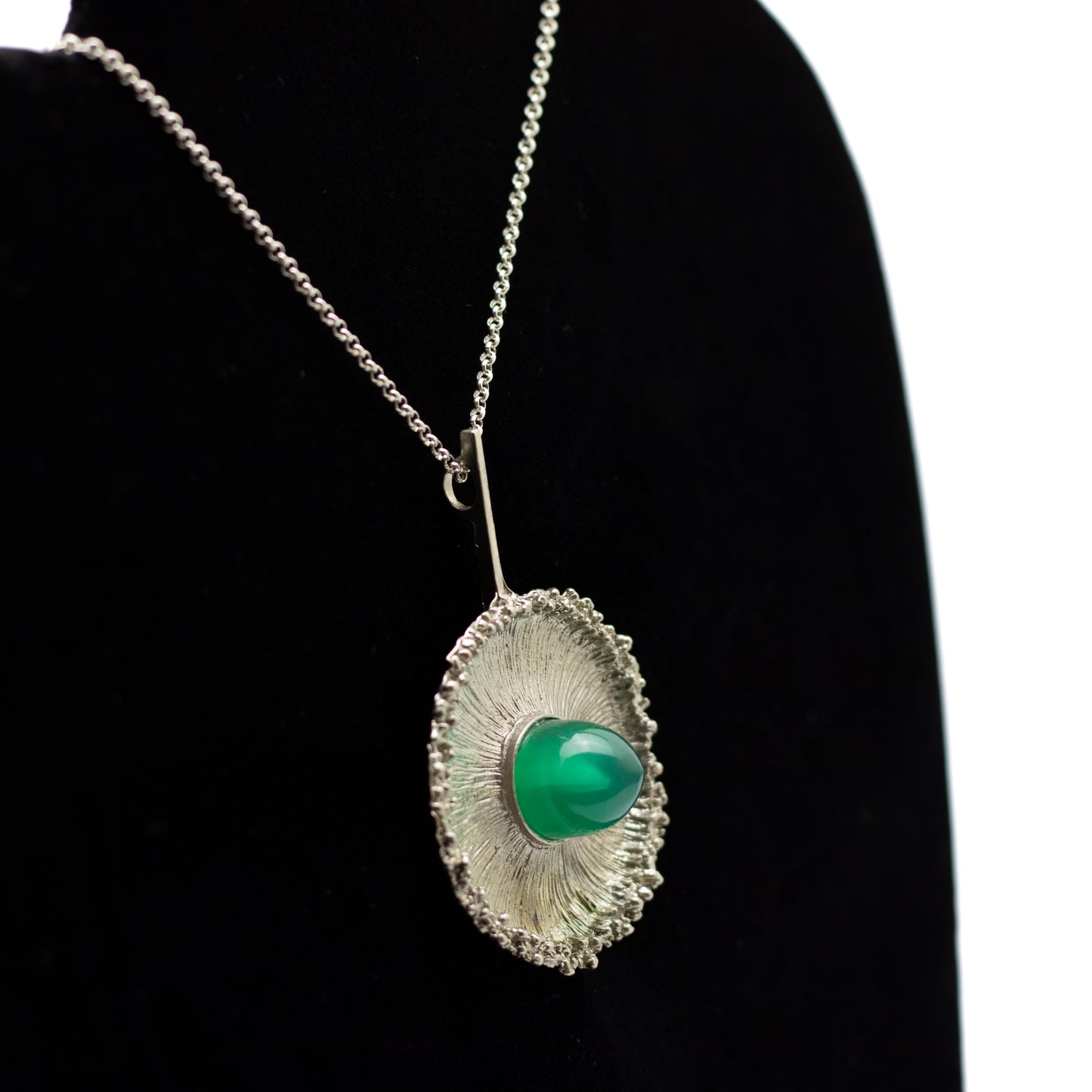 Theodor Fahrner Vintage Brutalist Silver Pendant with Chrysoprase