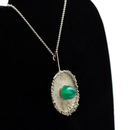Theodor Fahrner Vintage Brutalist Silver Pendant with Chrysoprase