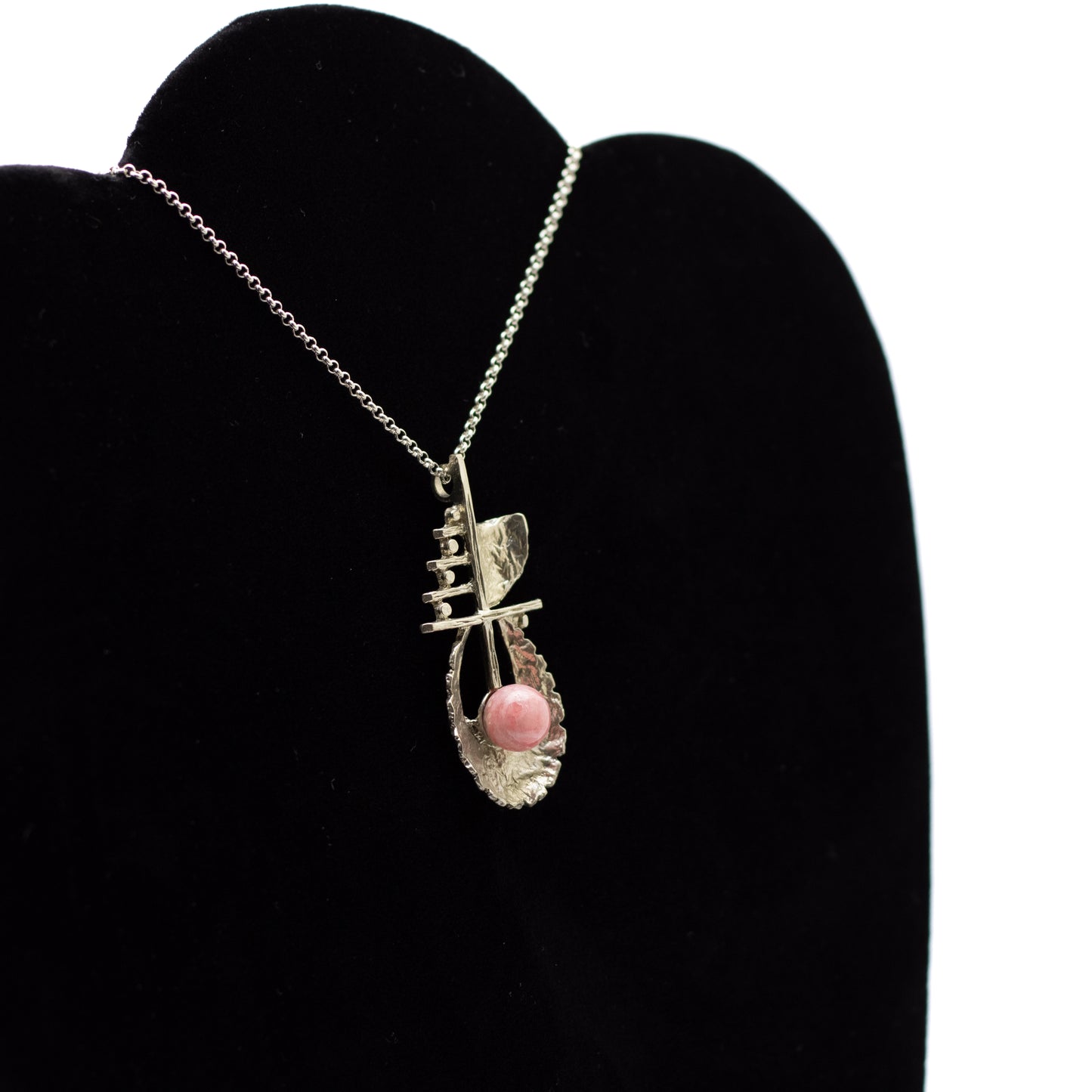 Theodor Fahrner Brutalist Silver Pendant with Rhodochrosite