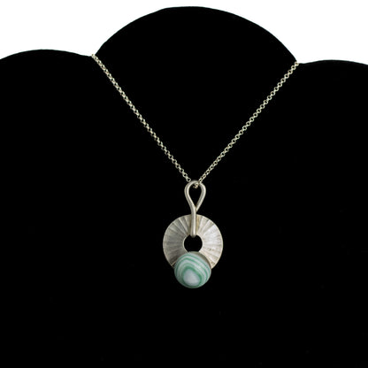 Theodor Fahrner Original Art Deco Silver Pendant with Green Banded Agate