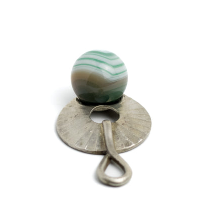 Theodor Fahrner Original Art Deco Silver Pendant with Green Banded Agate