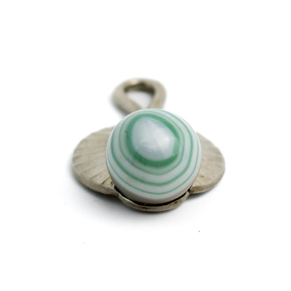 Theodor Fahrner Original Art Deco Silver Pendant with Green Banded Agate