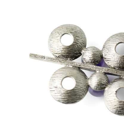 Theodor Fahrner Vintage Brutalist Silver Pendant with Amethyst Spheres