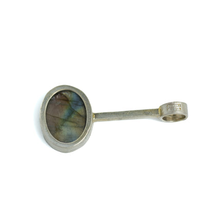 Kupittaan Kulta Vintage Finnish Modernist Silver Pendant with Spectrolite