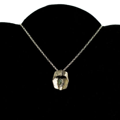 Monika & Burkhard OLY Vintage Brutalist Silver Pendant with Green Tourmaline