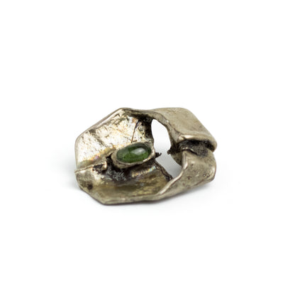 Monika & Burkhard OLY Vintage Brutalist Silver Pendant with Green Tourmaline