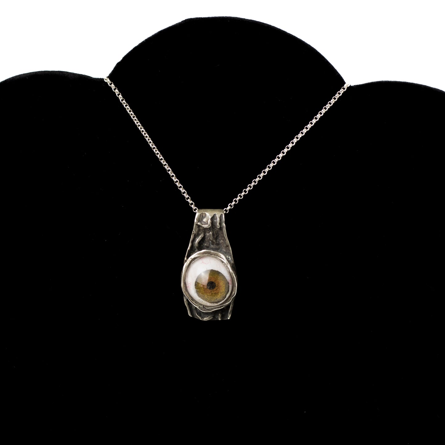 Brutalist Silver Pendant with Prosthetic Eye