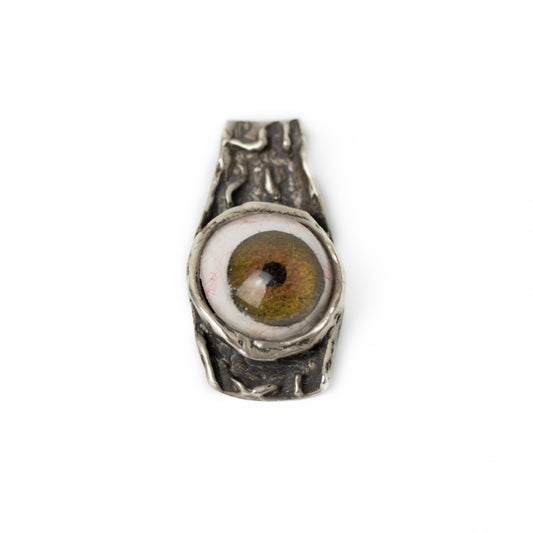 Brutalist Silver Pendant with Prosthetic Eye