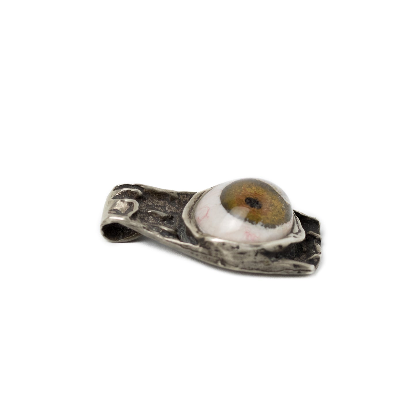 Brutalist Silver Pendant with Prosthetic Eye