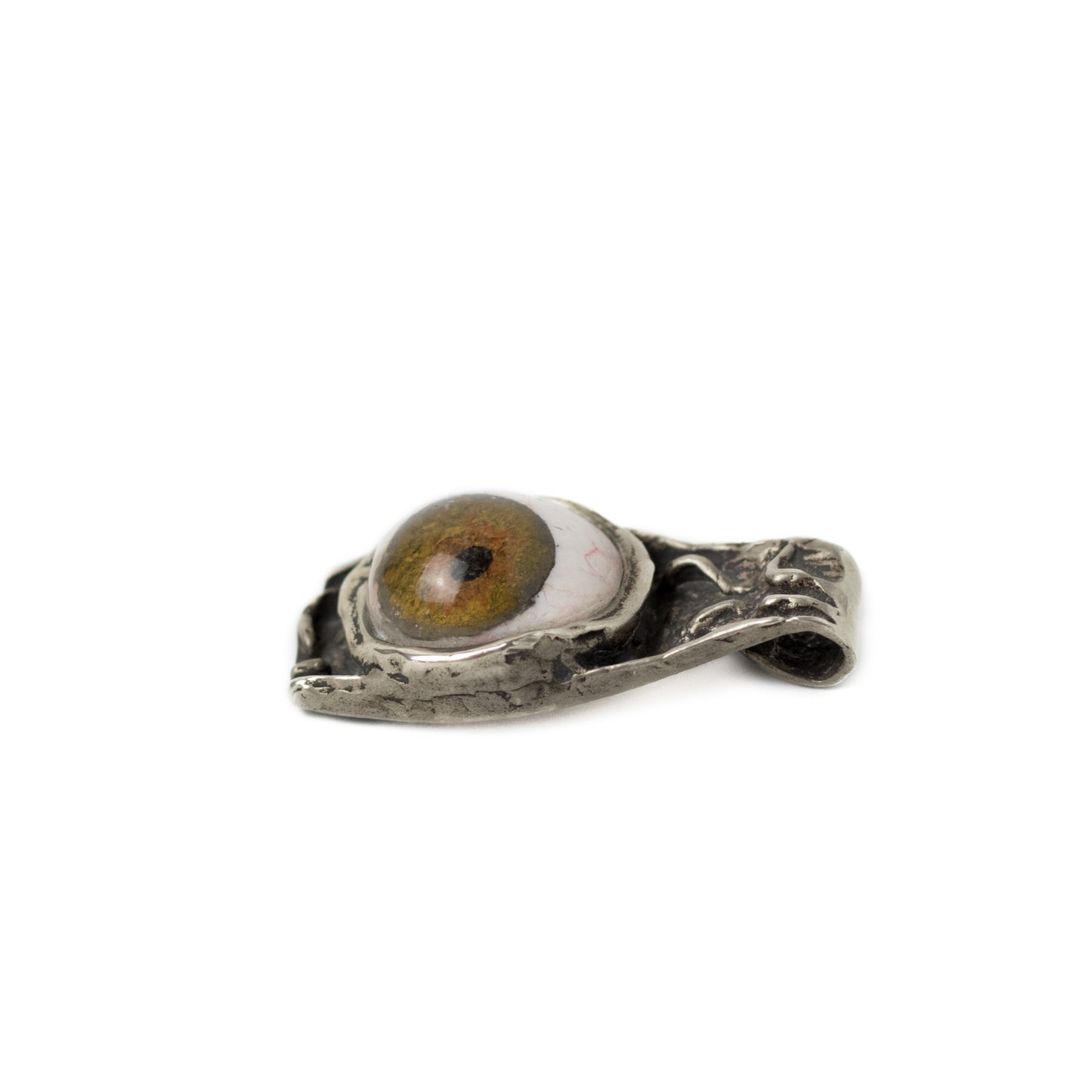 Brutalist Silver Pendant with Prosthetic Eye