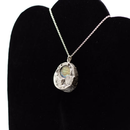 Finnish Brutalist Silver Pendant with Spectrolite